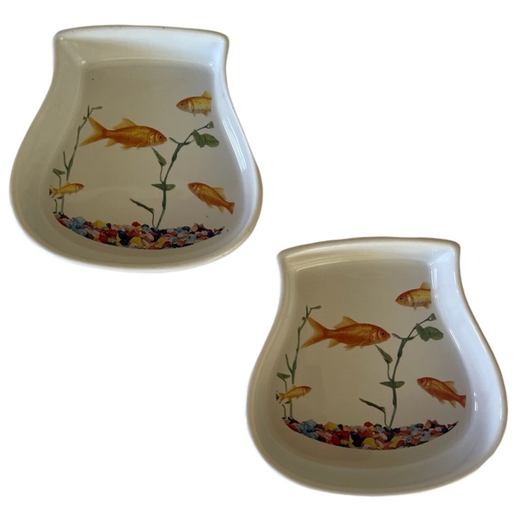 Petrageous Other - Pair of PetRageous In The Tank Fish Bowl Cat Saucers Dishes